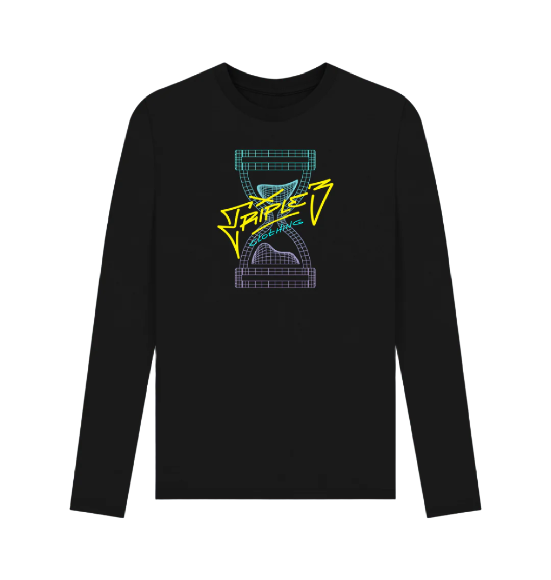 Black Triple 3 Wireframe Fader Long Sleeve T-Shirt