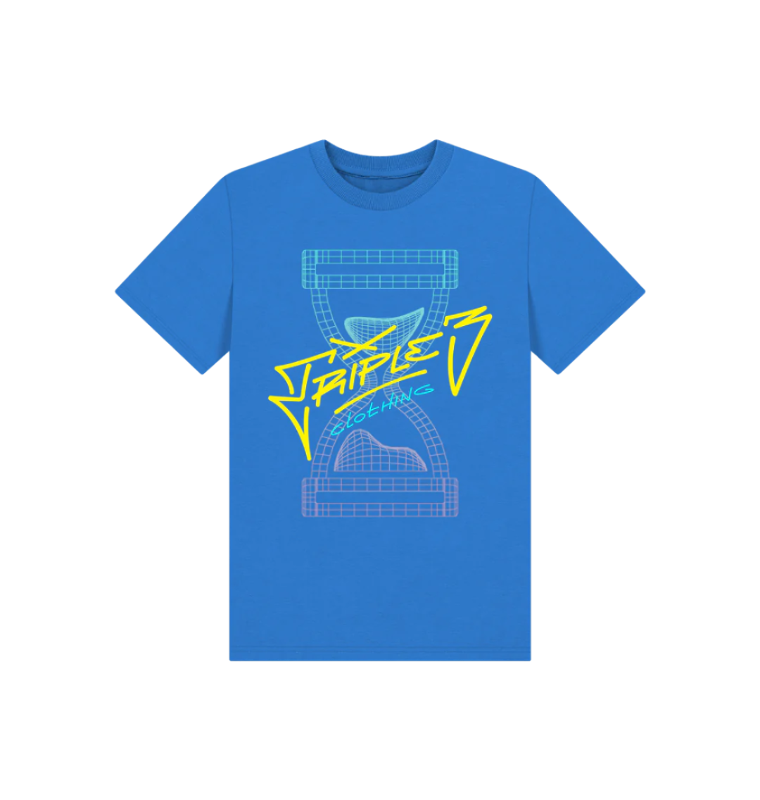Bright Blue Kids Wireframe Skater T-Shirt