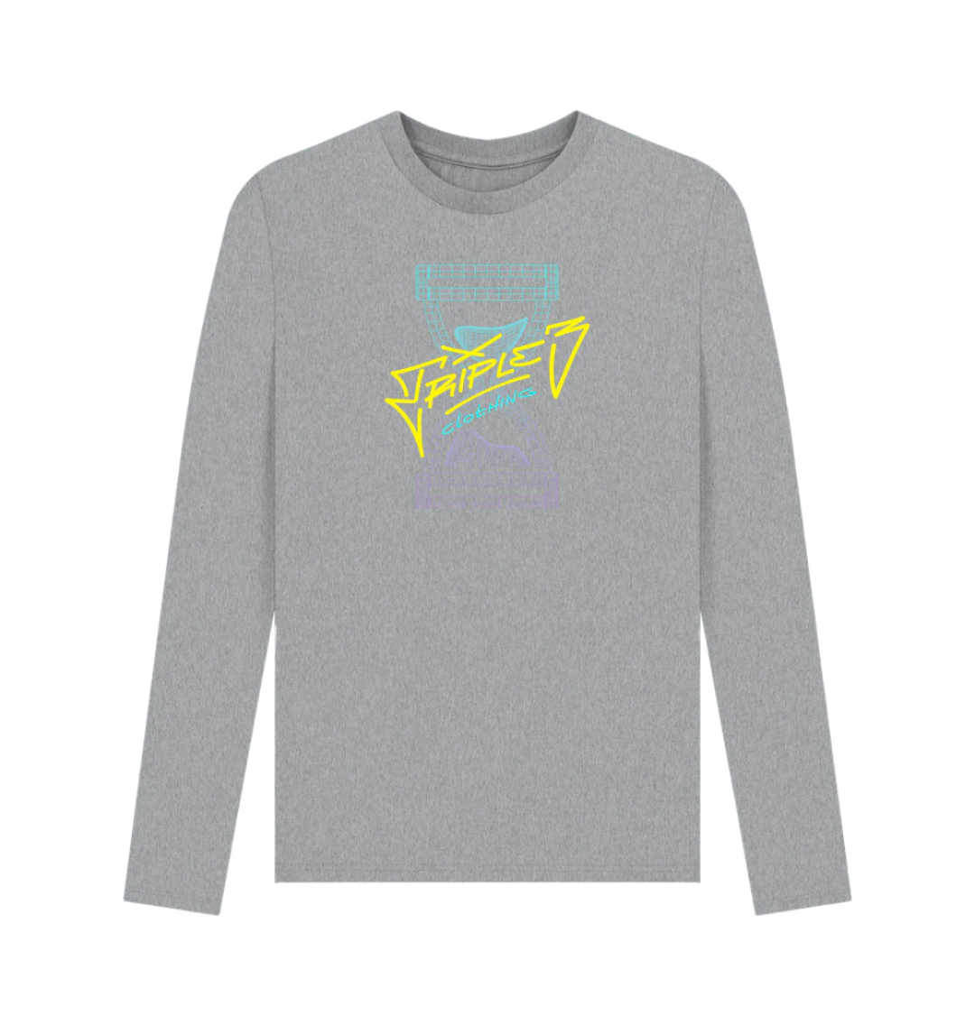 Athletic Grey Triple 3 Wireframe Fader Long Sleeve T-Shirt