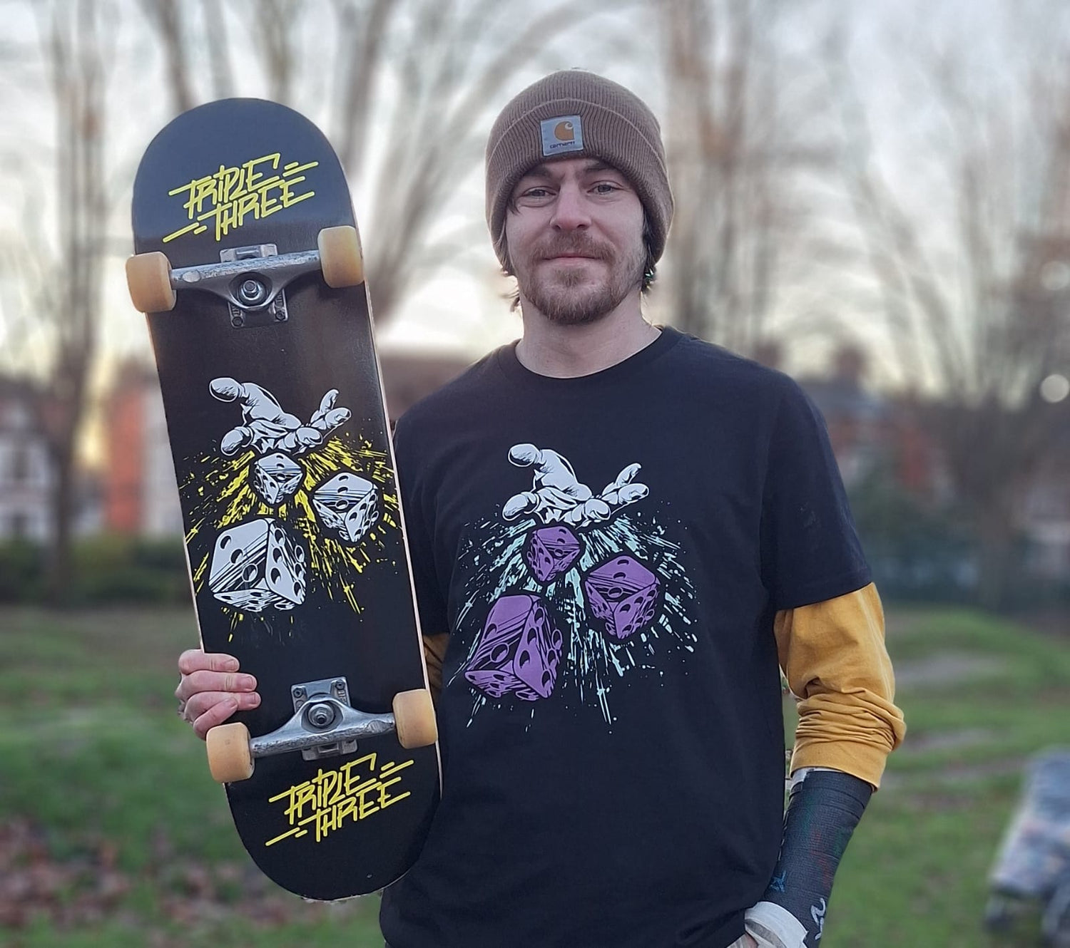 Harvord with our Lucky Dice Skate Deck