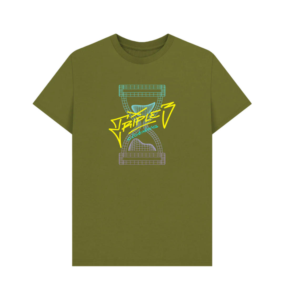 Moss Green Triple 3 Wireframe Fade T-Shirt