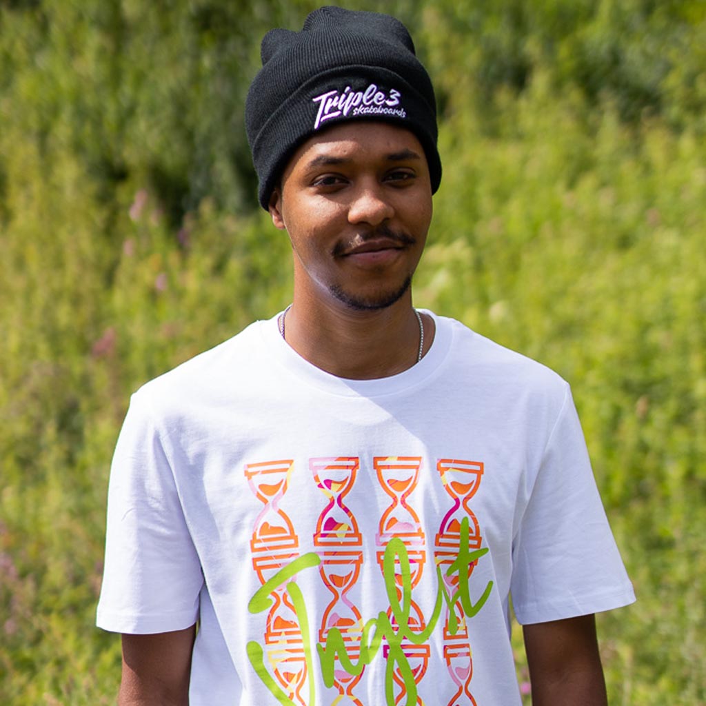 Black Triple 3 Beanie