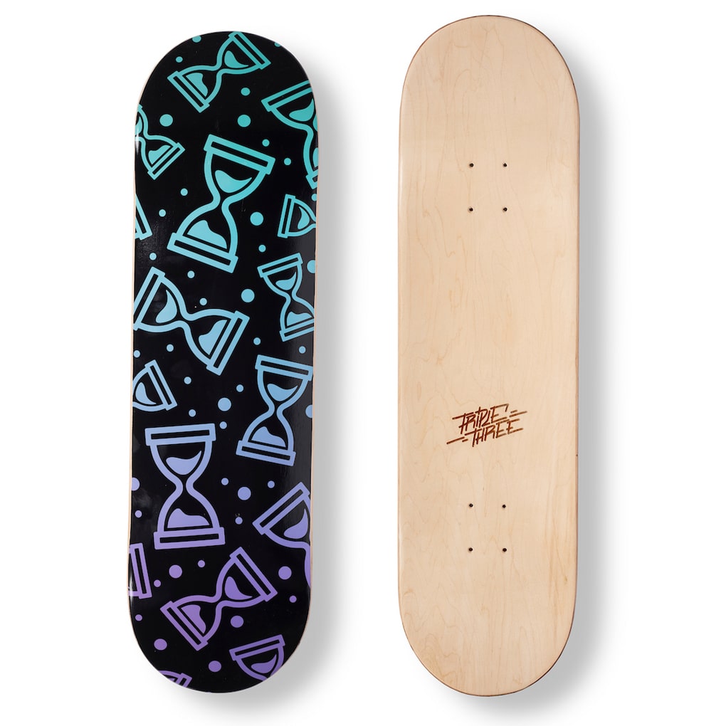 Freefalling skateboard deck both sides