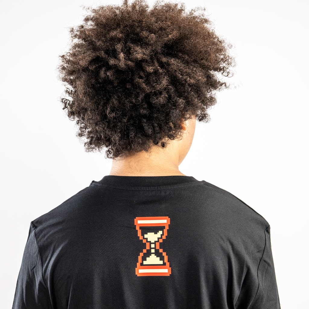 Triple 3 black organic cotton back detail print