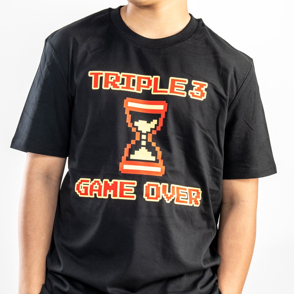 pixelated vintage gaming game over skate tee