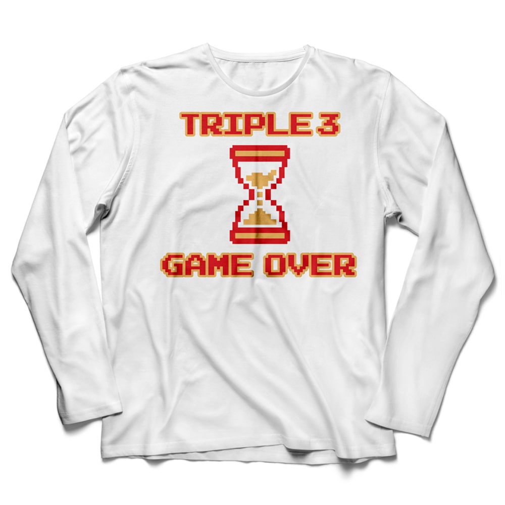 White Long Sleeve Game Over Skateboard T Shirt