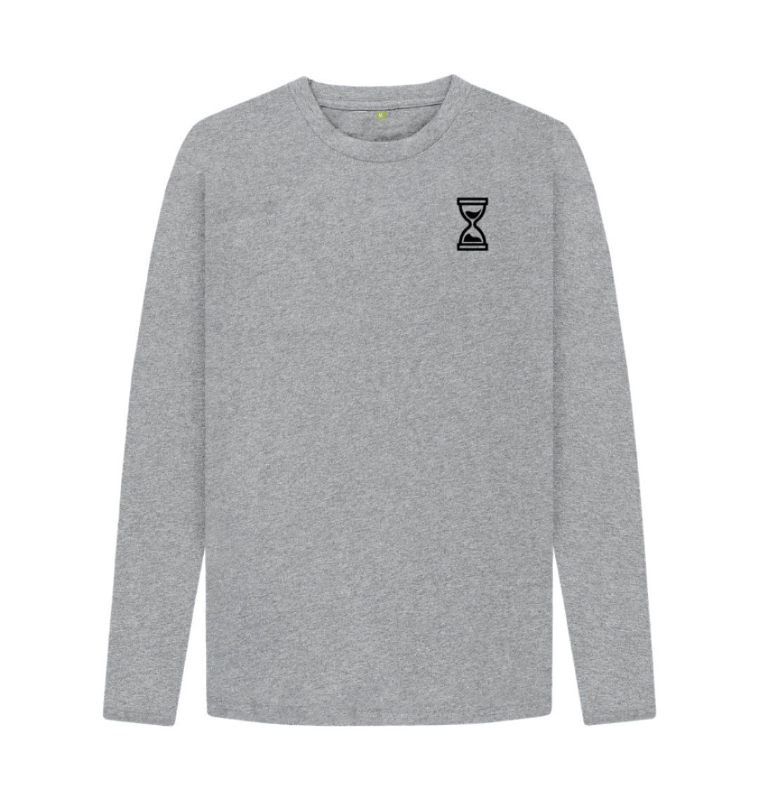 Athletic Grey Long Sleeve Double Drop Black Print Classics T-Shirt