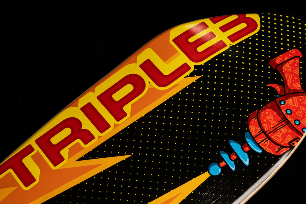 retro shaped old school skate deck with rag run design