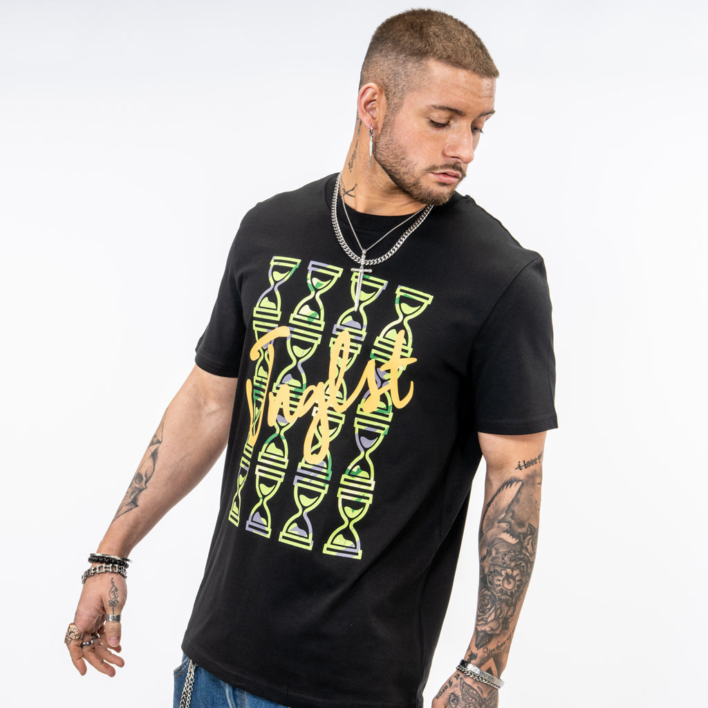 Green Camo Time Piece Junglist T Shirt for Skaters
