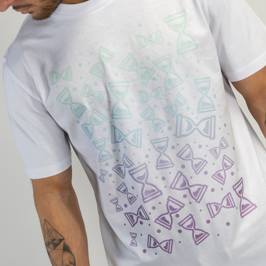 White Skater T-Shirt Freefalling Graphic Design