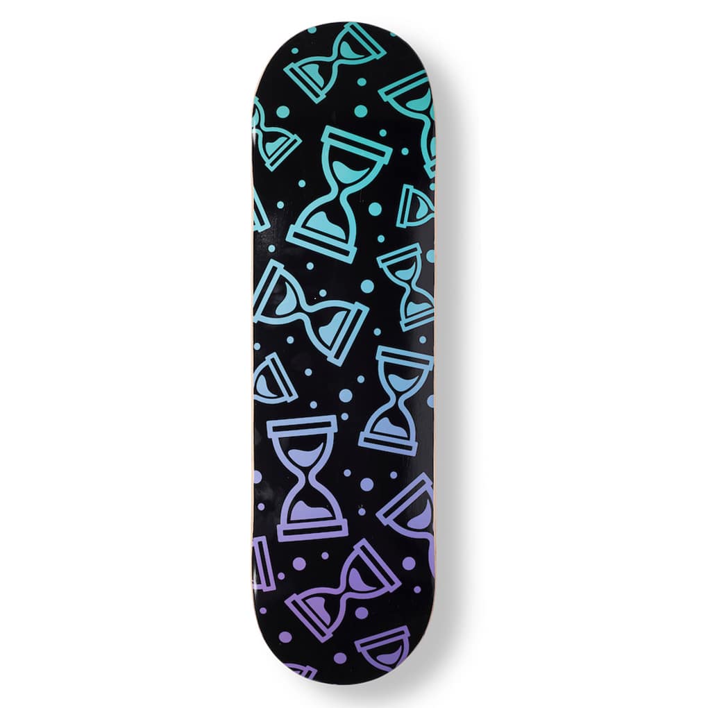 skateboard deck with freefalling triple 3 graphic