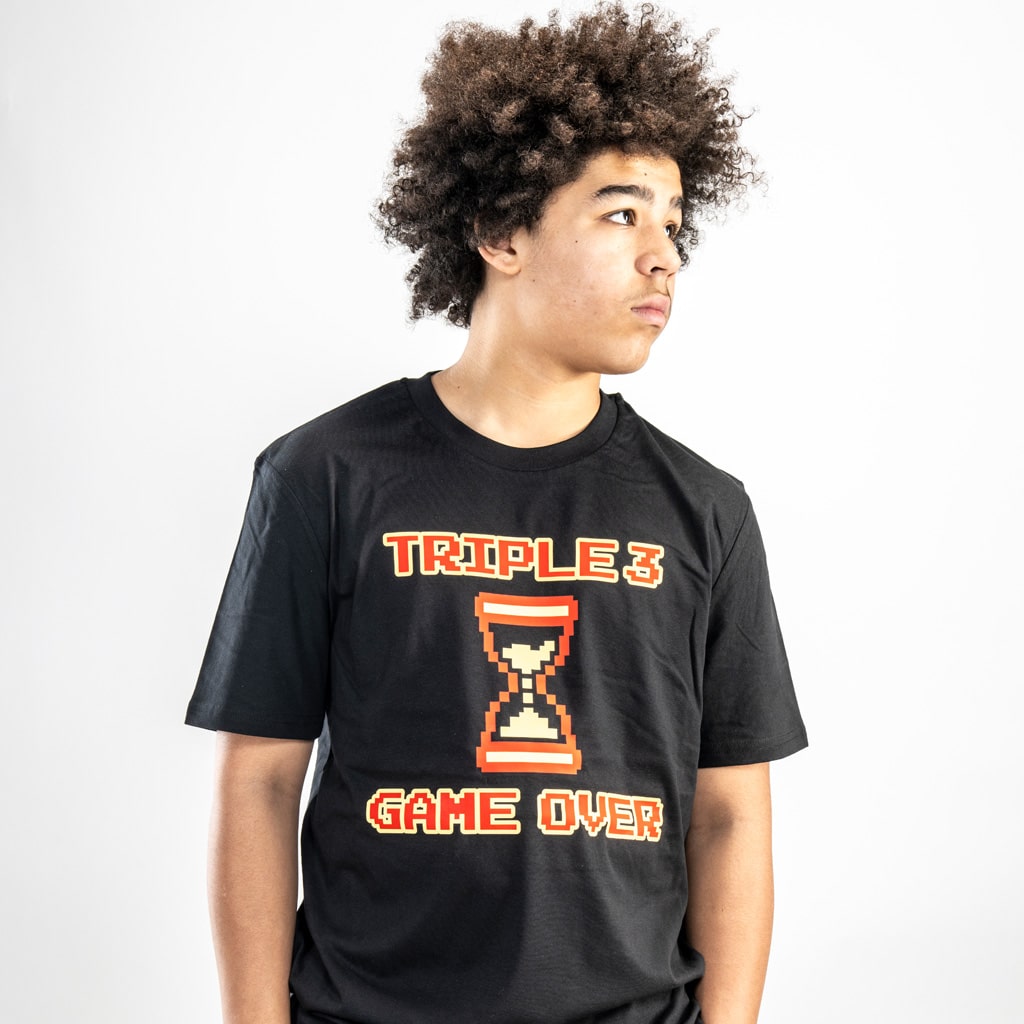 Black skate t shirt with Game Over graphic design