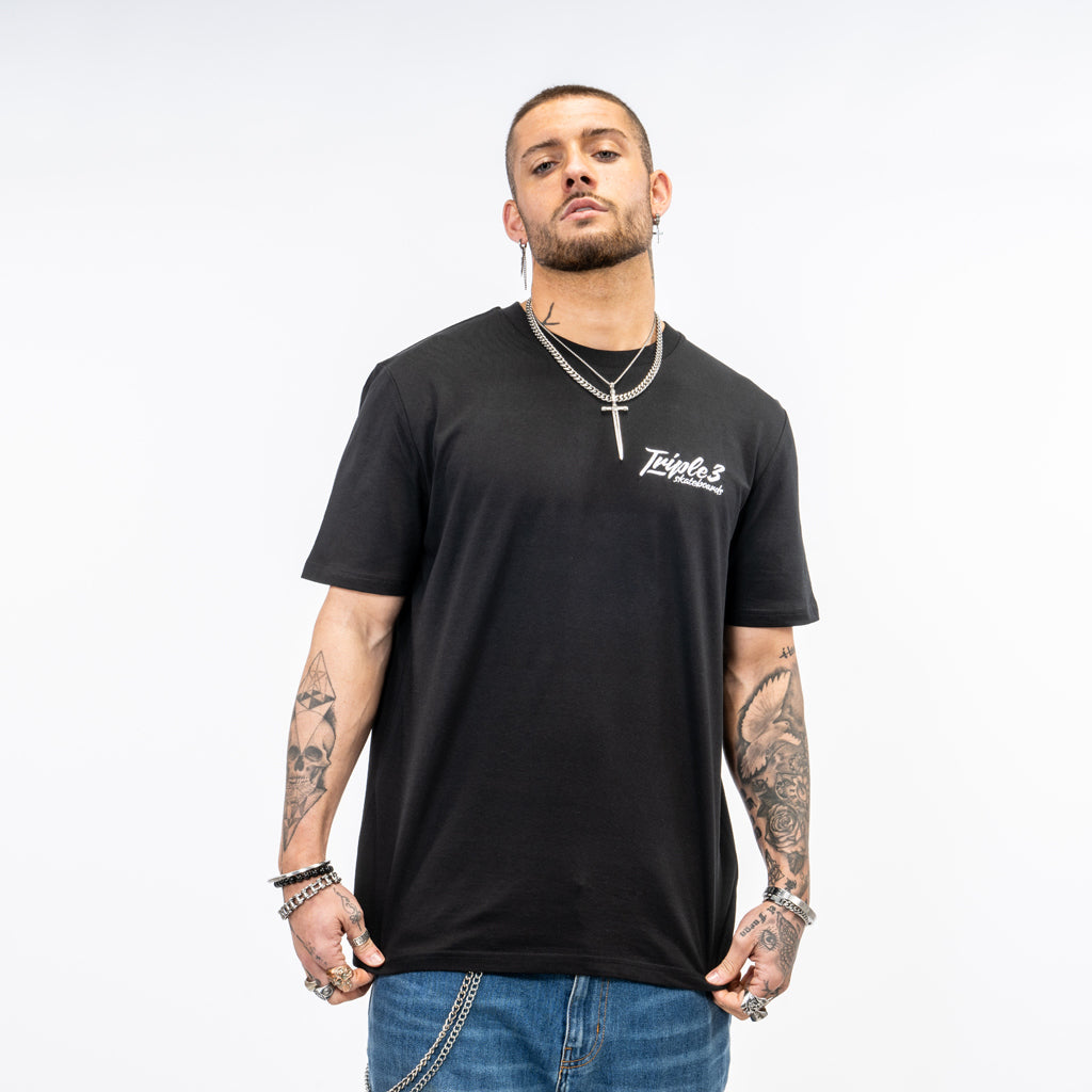 Black Triple 3 Skateboard T Shirt
