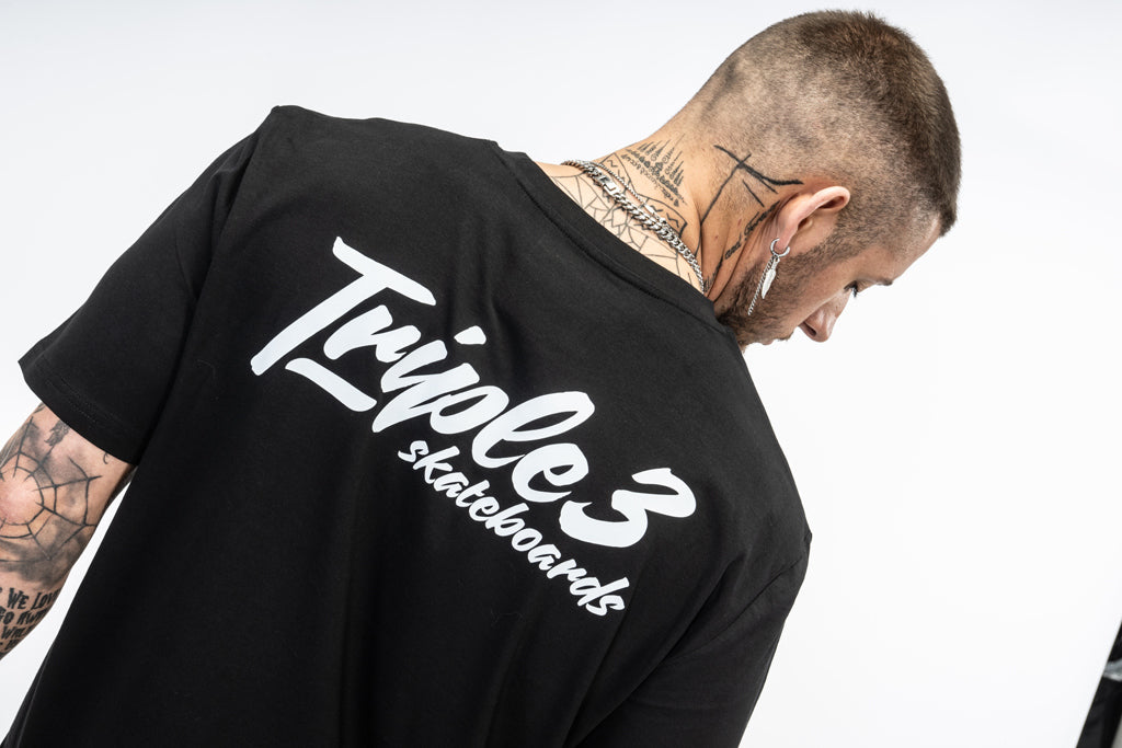 Large Back Print Skateboard Script T Shirt
