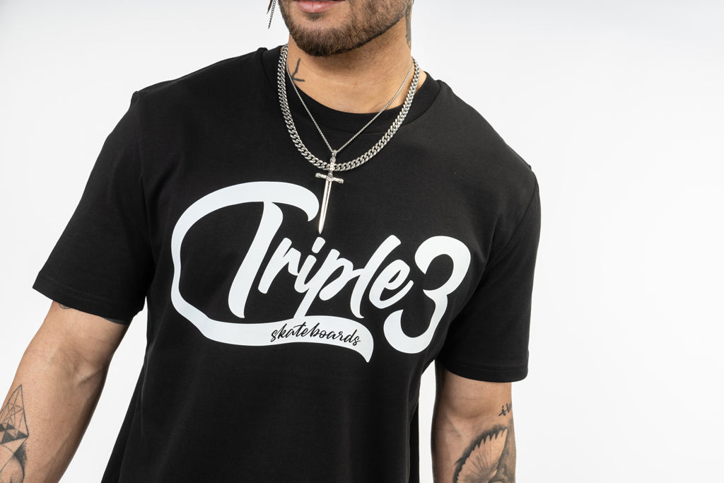 Triple 3 Skateboards Script Logo Tee