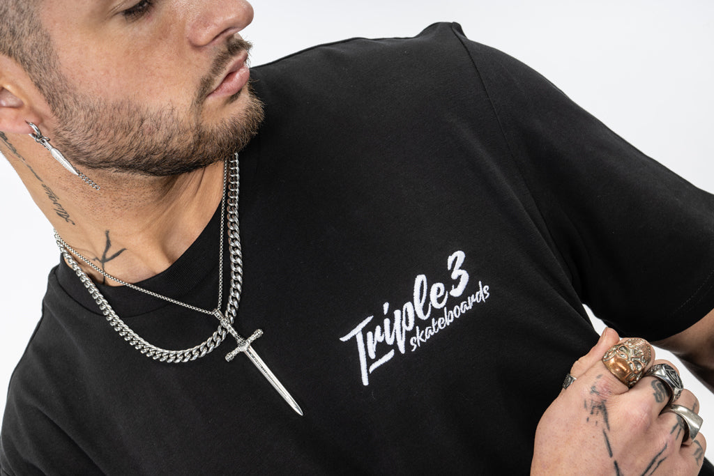 Black Men's Logo Skateboard T Shirt