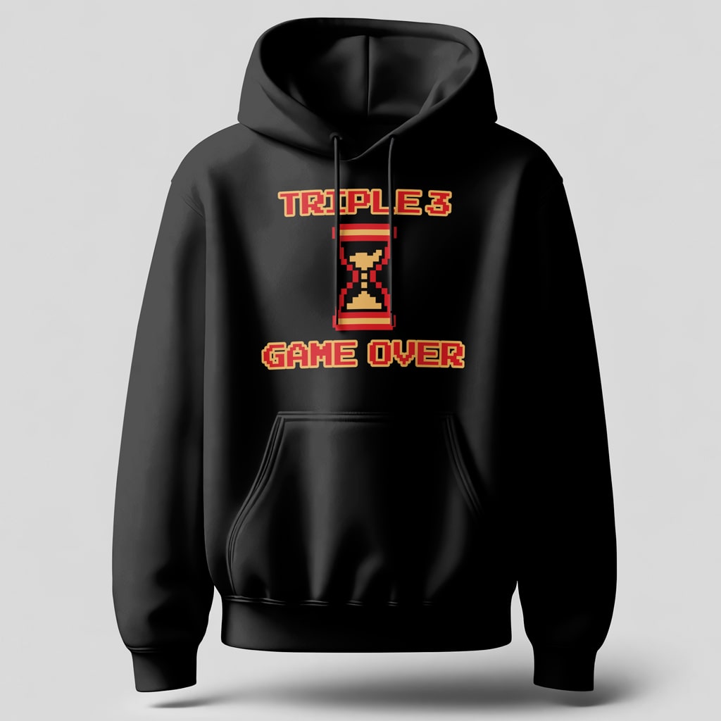 Black Triple 3 Game Over Retro Hoody