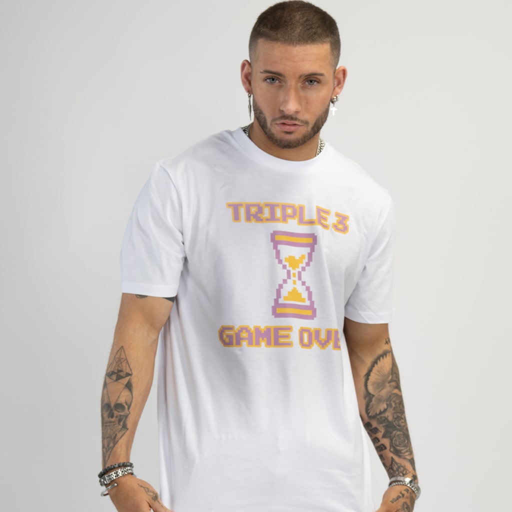 Triple 3 Game Over Skateboarding T Shirt White