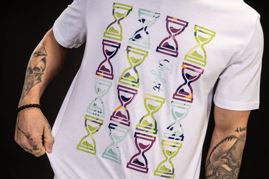 Close up White Skateboard T Shirt with Camo