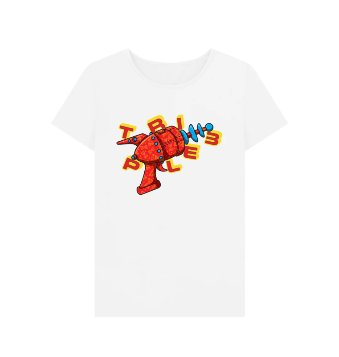 white women's skateboard ray gun t shirt