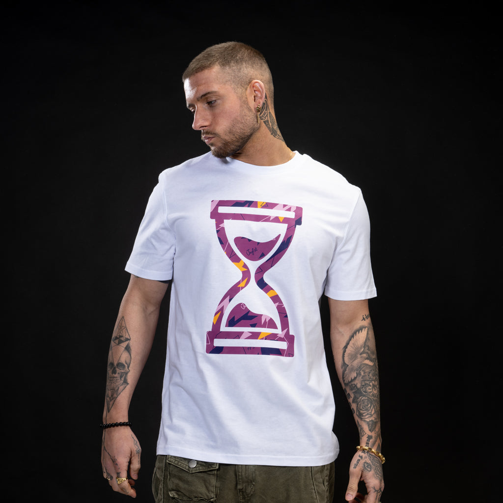 Purple Camo Time White Skate T Shirt