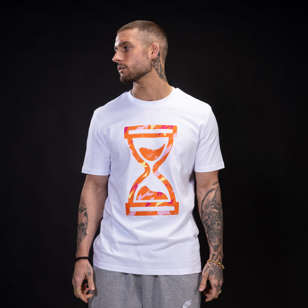 Skateboard T-Shirt with Camo Jnglst Orange design on the front