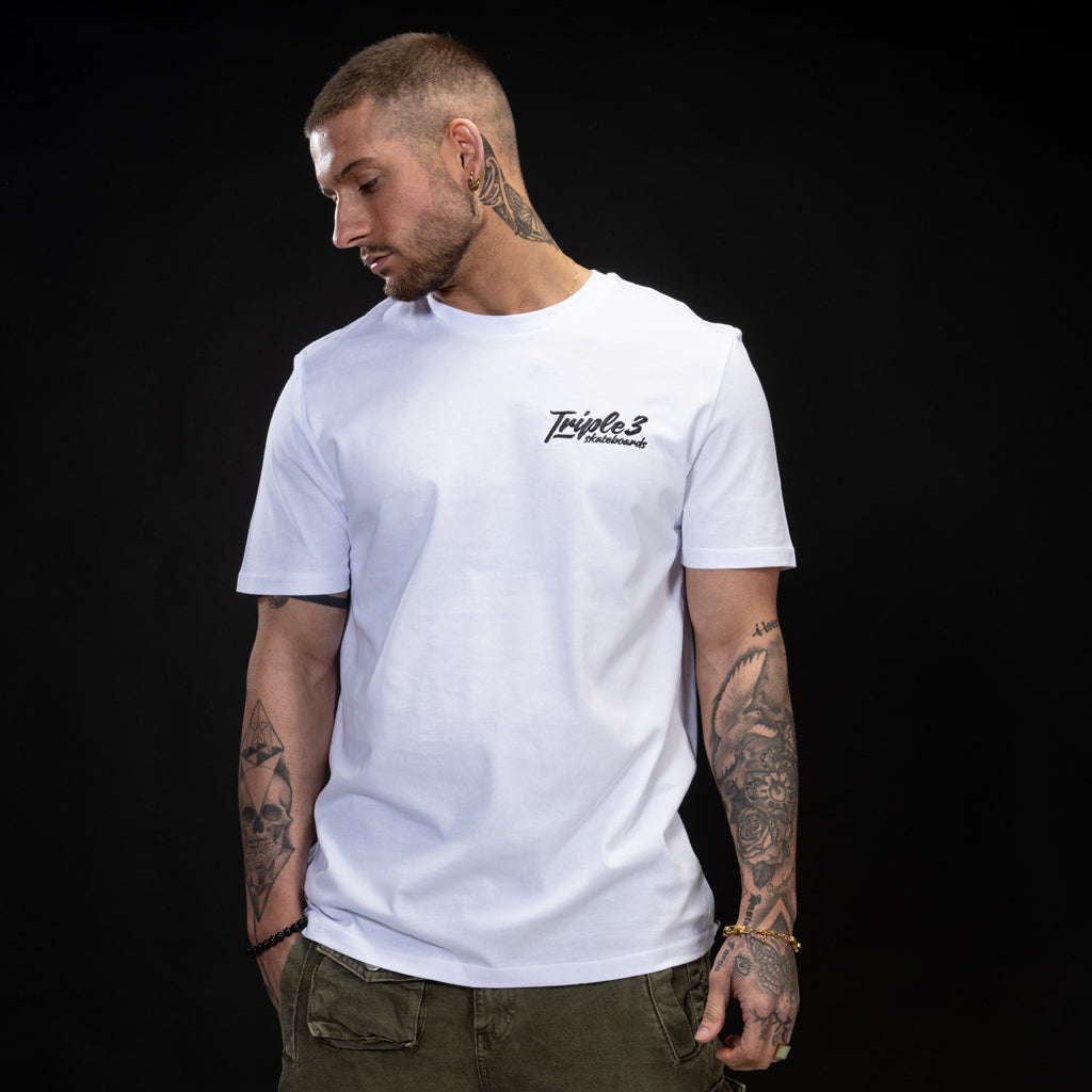 White Triple 3 Skateboarding t shirt