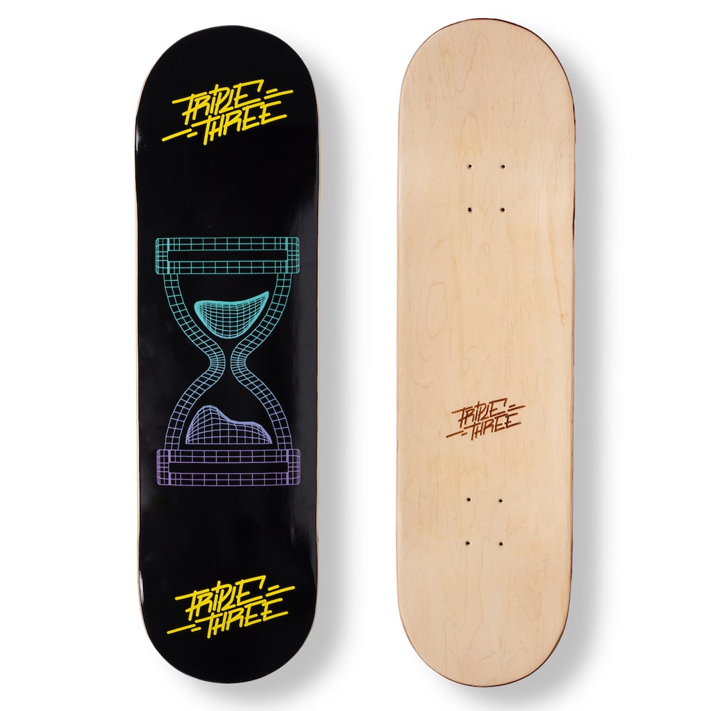 Wireframe 3d model skateboar deck front and back