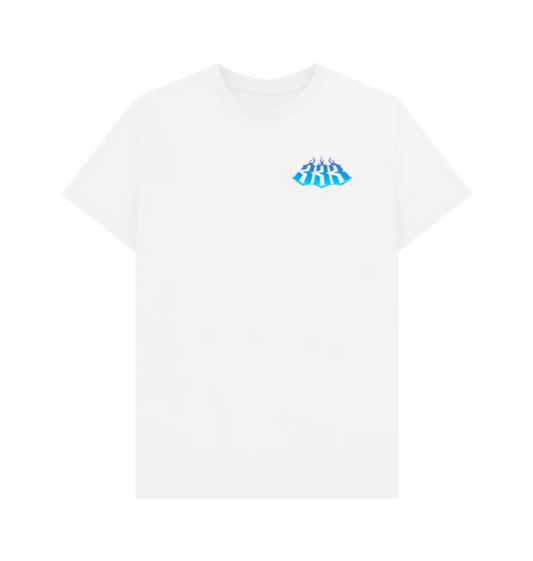White 333 Blue Fader Double Drop Skate Tee