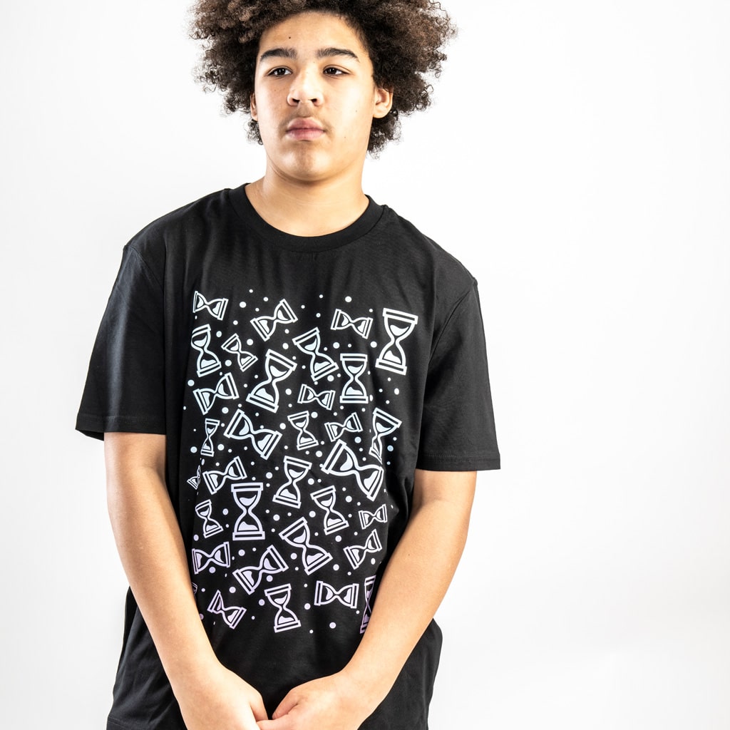 Black organic skate deck freefalling t shirt