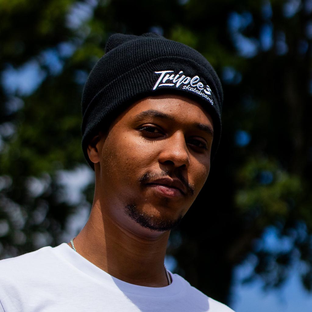 Black Triple 3 Beanie