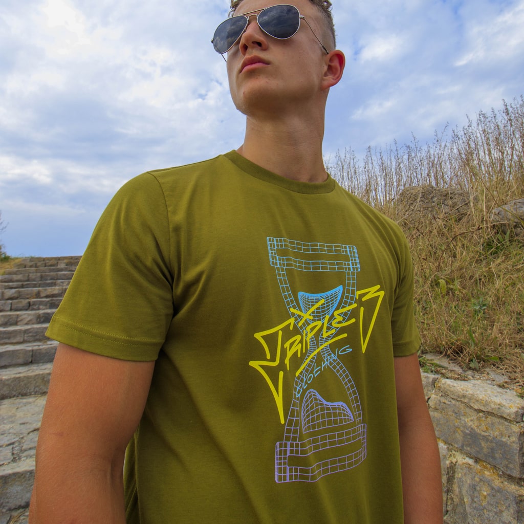 Green Wireframe Skateboarding Graphic Tee