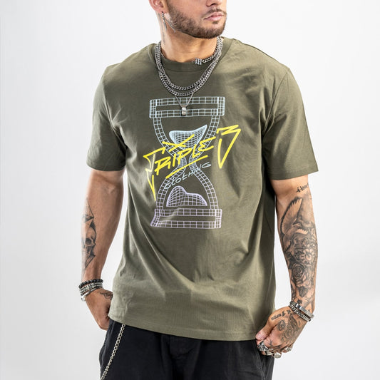 Khaki Green Wireframe T Shirt