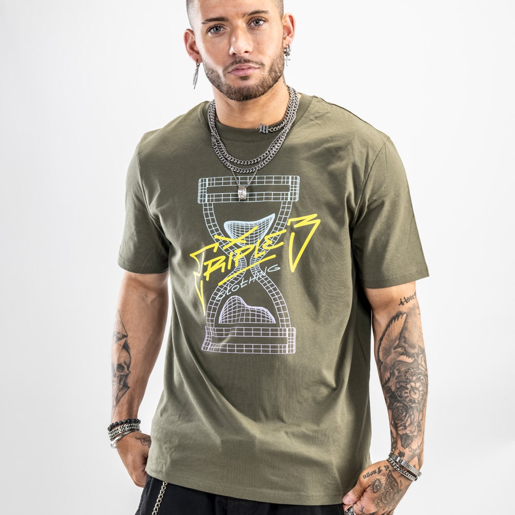 khaki wireframe skateboarding t shirt