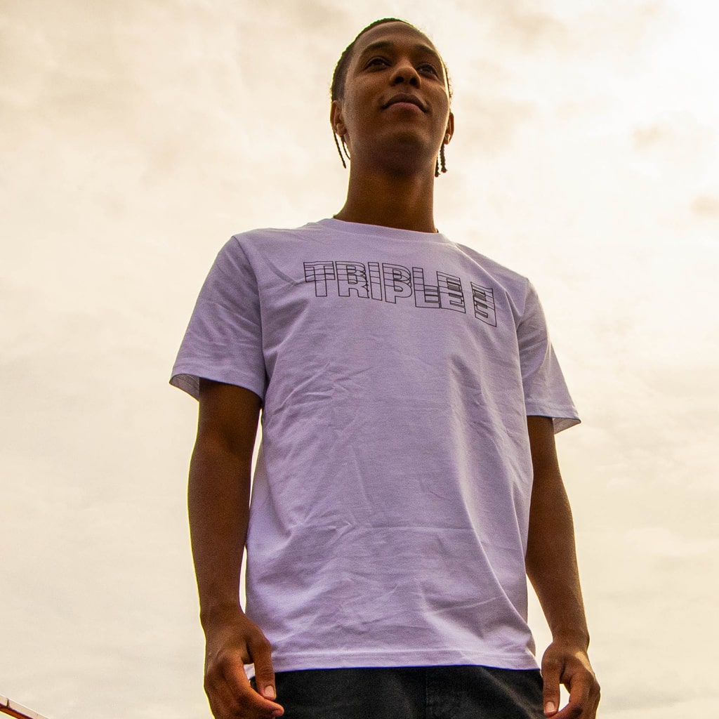 White Skateboarding T Shirt with Blurred Logo