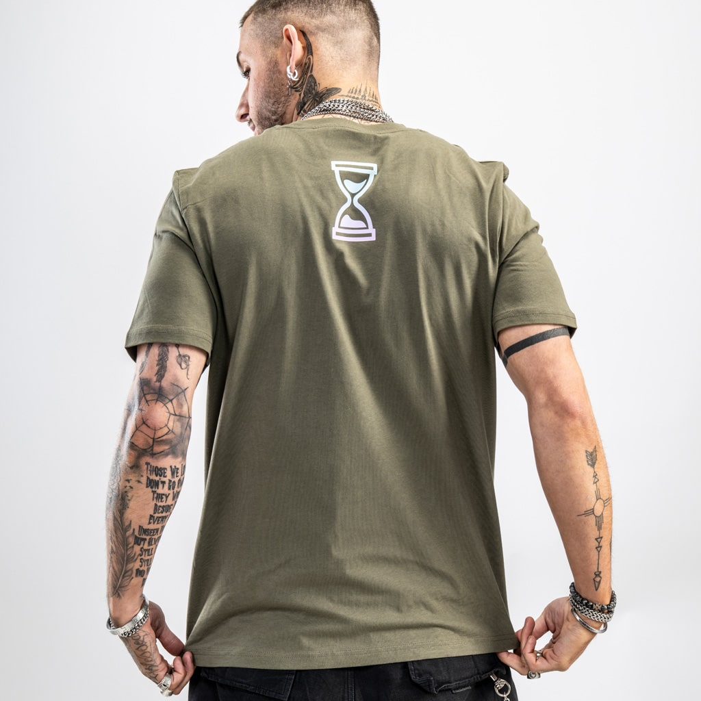 Army Green Wireframe t shirt back print