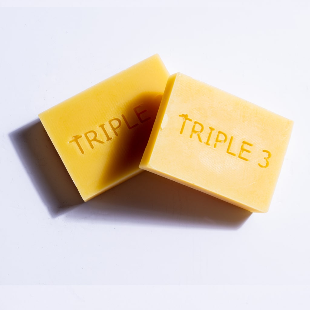 Skateboard wax from Triple 3 Skateboards made from organic beeswax