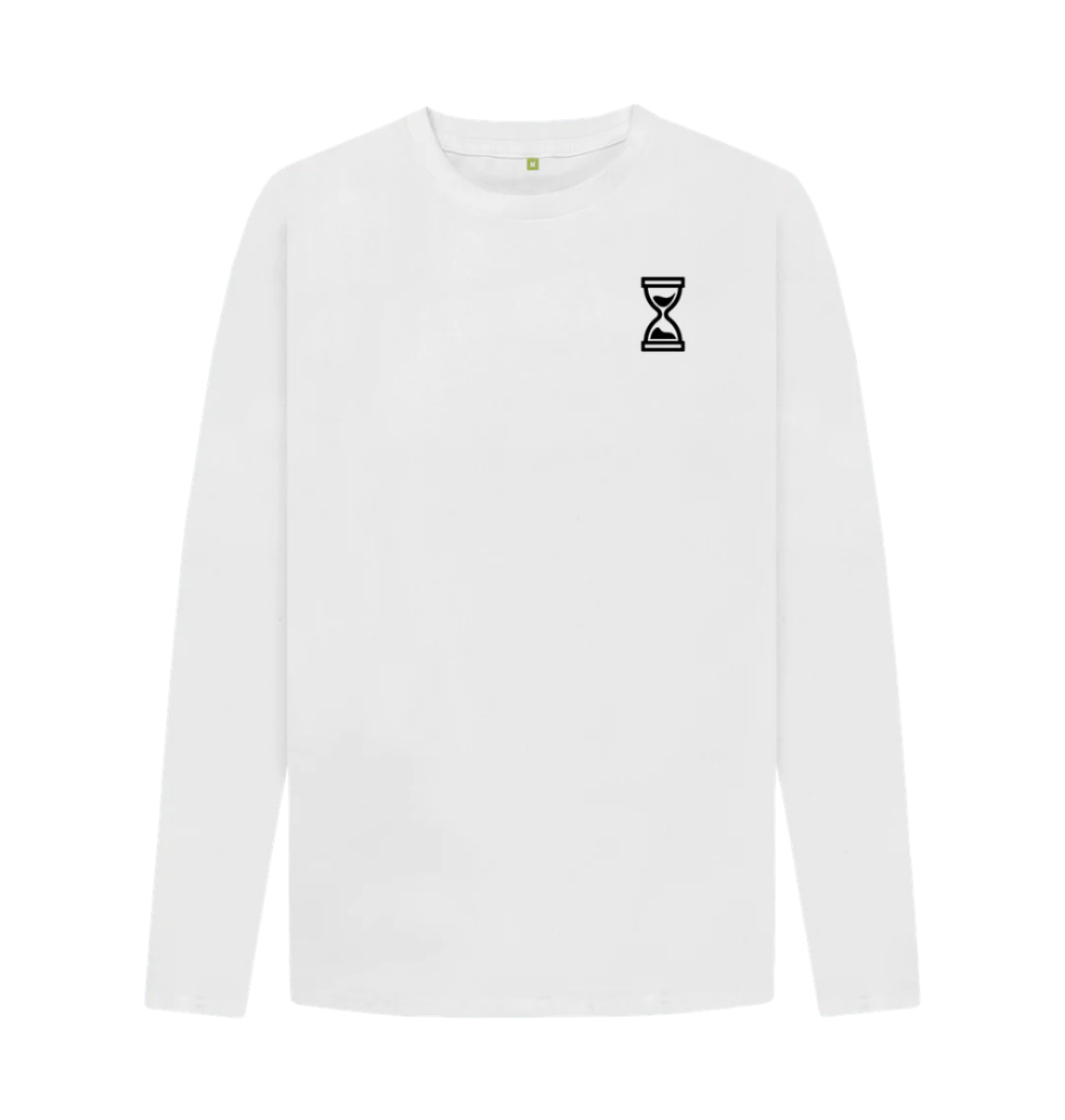 White Long Sleeve Double Drop Black Print Classics T-Shirt