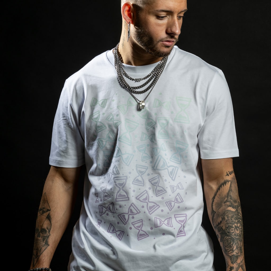 white purple fade skate t shirt